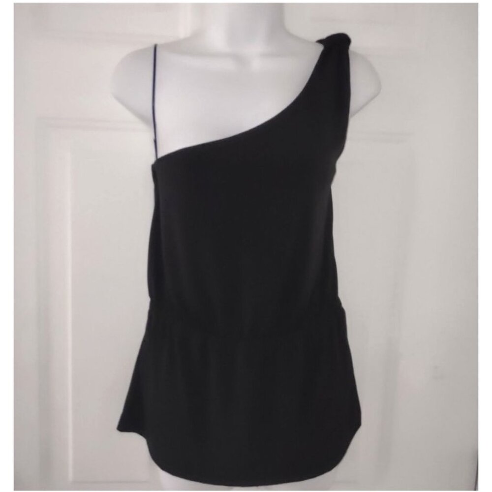 Banana Republic One-Shoulder Black Sleeveless Top Elastic Waist Sz S Chic Classy